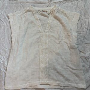 Faherty Cream Textured Women's Blouse